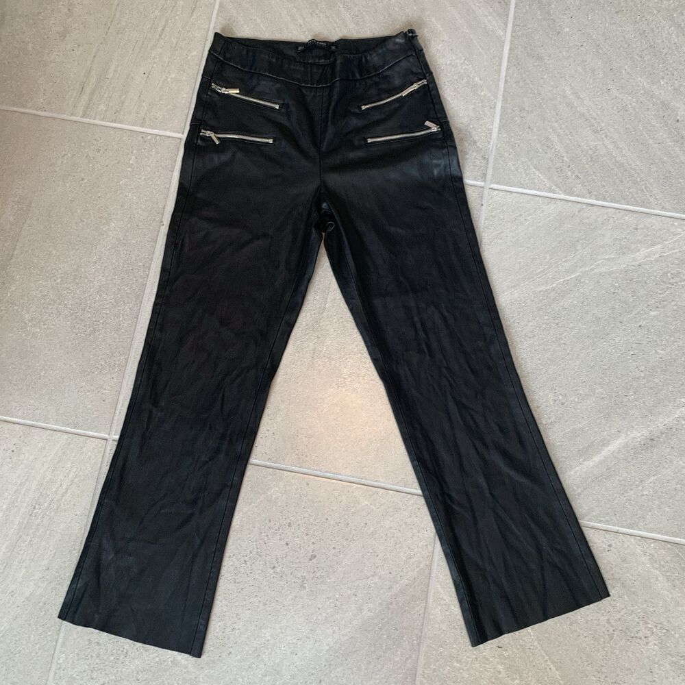 Zara Basic Collection Women's High Rise Faux Leather Pants Black Size XS
